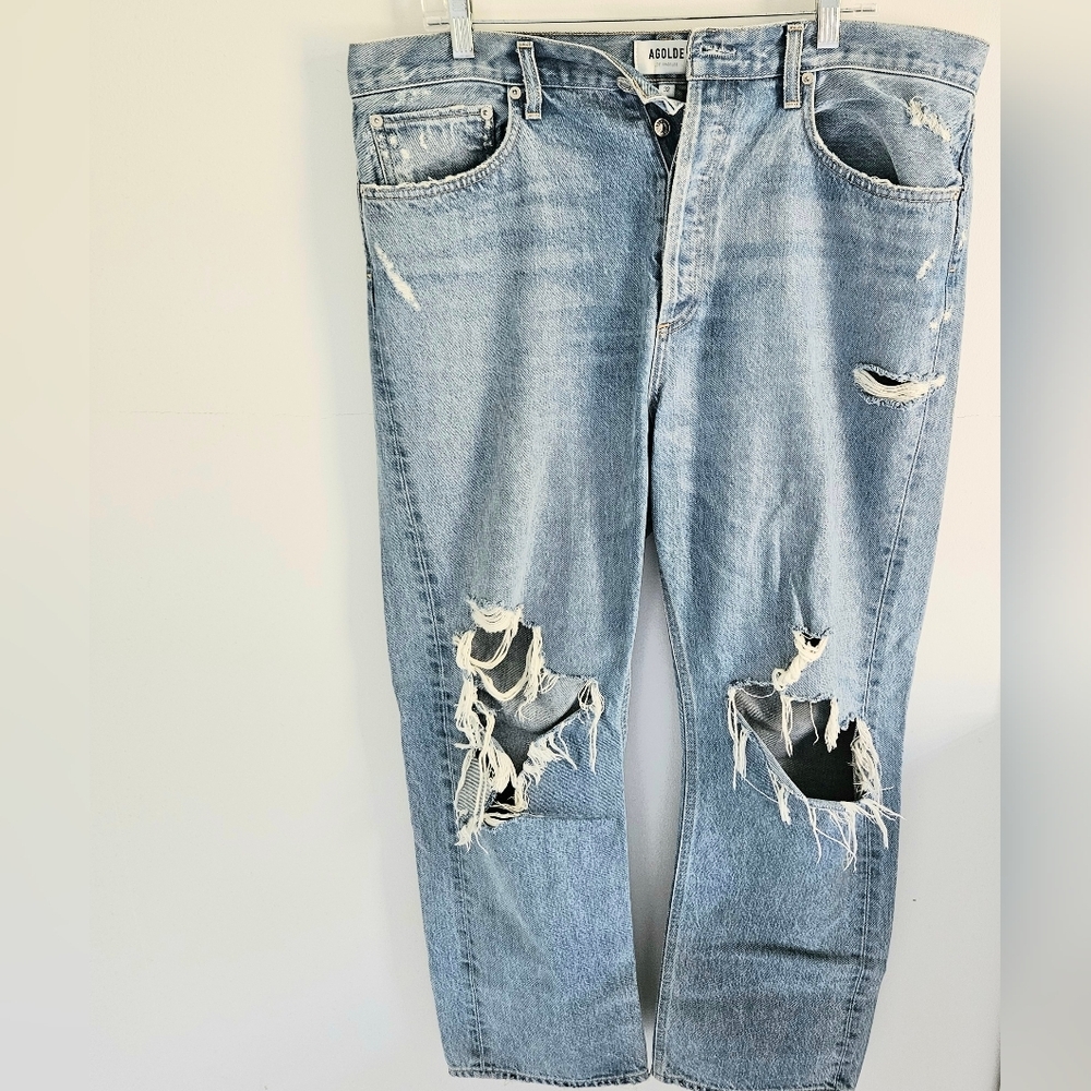 Agolde 90s High Rise Distressed Straight Leg Jeans